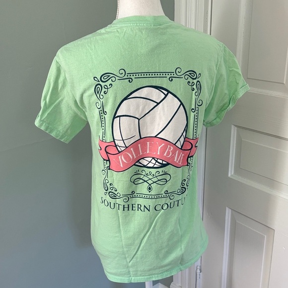 Womens Southern Couture Volleyball Graphic Tee - Green - Picture 1 of 4